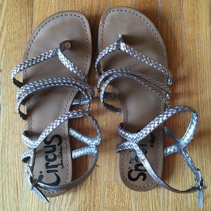 Silver Strappy Sandals Size 8